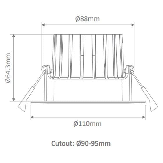 Aqua Tilt 13W Tricolour Dimmable IP65 Downlight - 90mm Cut Out