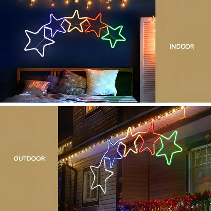 Illuminated star string lights on 1.25M Christmas Lights Motif LED Rope Light Outdoor Decoration