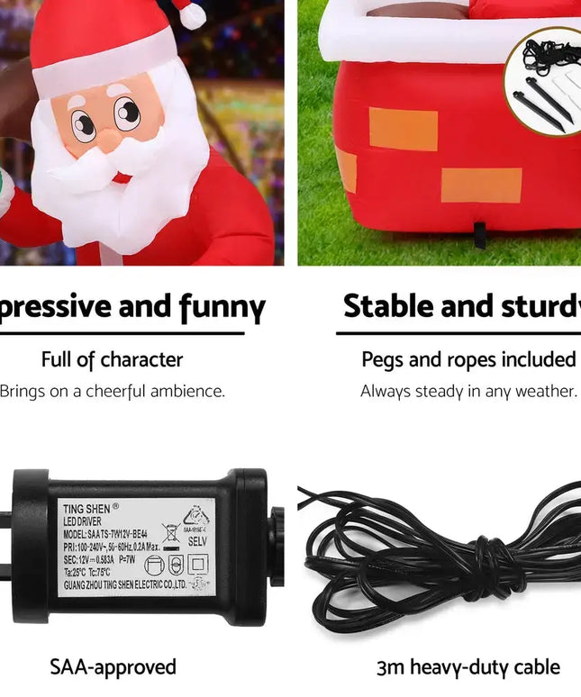 1.2M Christmas Inflatable Santa Illuminated Decorations - Occasions > Christmas > Christmas Decorations