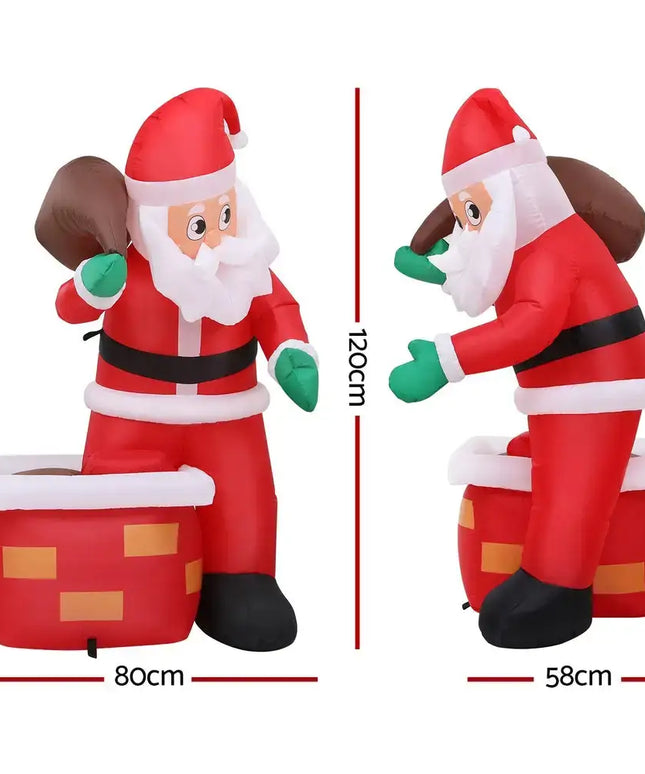 1.2M Christmas Inflatable Santa Illuminated Decorations - Occasions > Christmas > Christmas Decorations