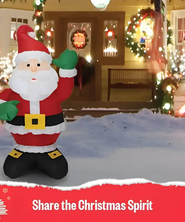 Inflatable Santa Claus decoration with LED lighting for Christmas celebrations