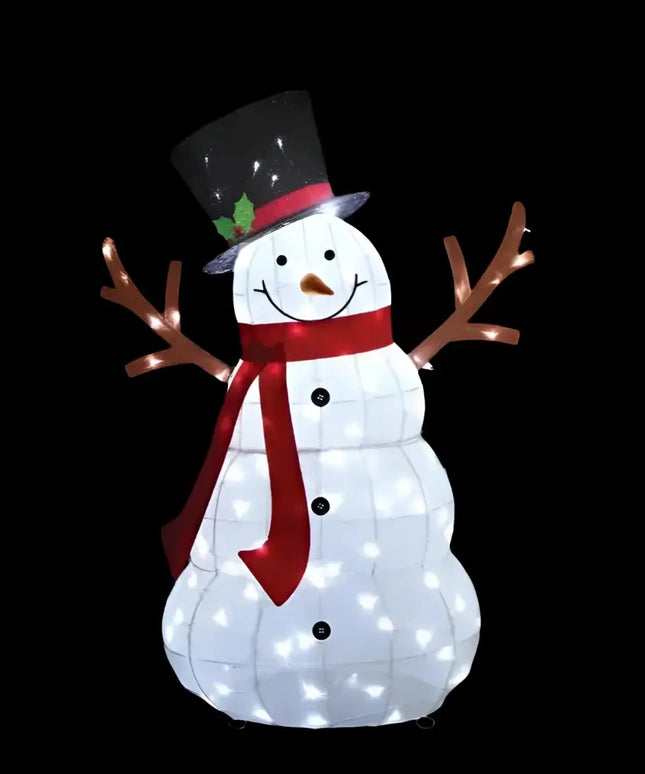 Illuminated Snowman Decoration displayed on 1.35M LED Mesh Melting Snowman Twinkle Product
