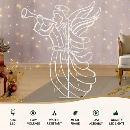 Illuminated angel figure from 1.44M Christmas Motif LED Rope Light outdoor decoration