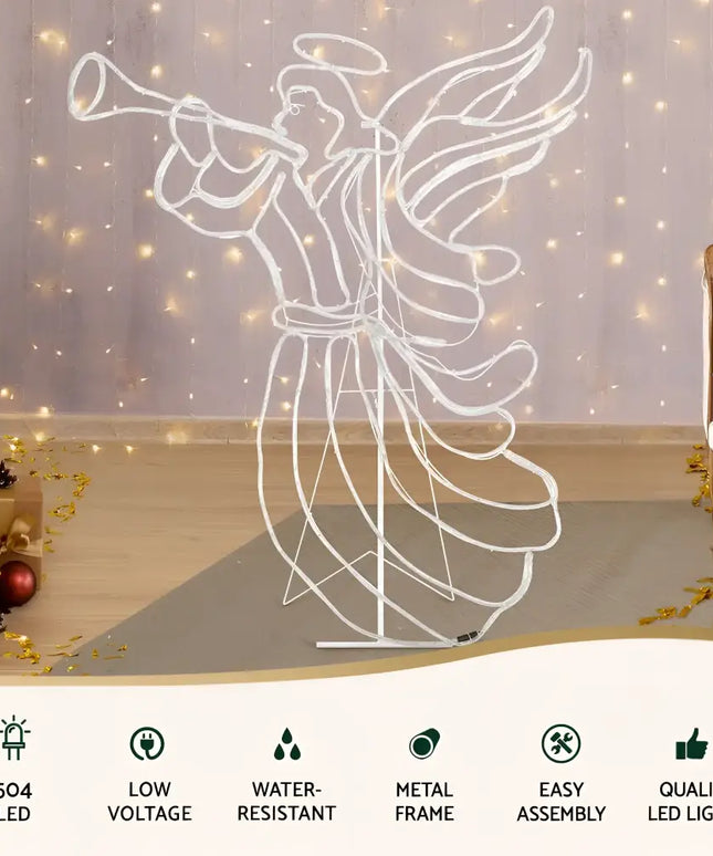 Illuminated angel figure from 1.44M Christmas Motif LED Rope Light outdoor decoration