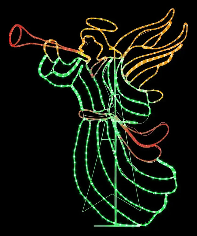 Illuminated angel figure as part of 1.44M Christmas Motif LED Rope Light outdoor decoration