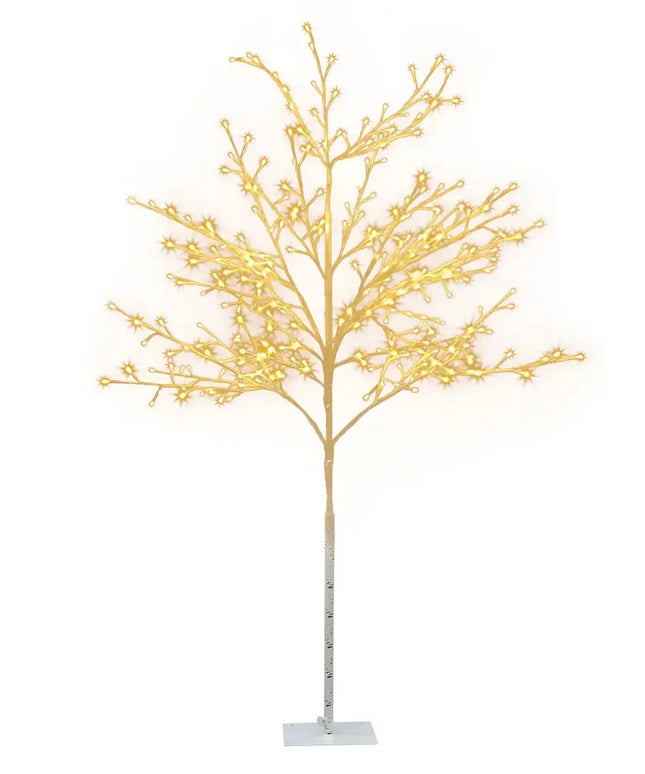 Illuminated gold decorative tree in the 1.5M Christmas Tree 304 LED Jingle Jollys display
