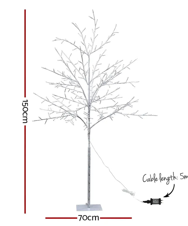 Silver LED decorative tree from 1.5M Christmas Tree 304 LED Jingle Jollys display