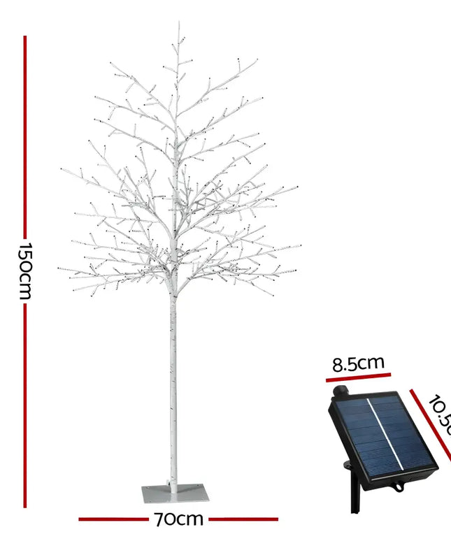 White LED Twig Tree with Solar Panel for 1.5M Christmas Tree 304 LED Solar Jingle Jollys
