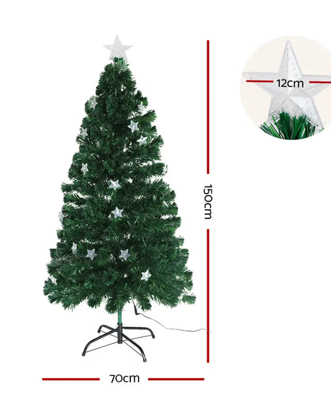 1.5M Optic Fibre LED Multi Colour Christmas Tree - Occasions > Christmas > Outdoor Decorations & Lights