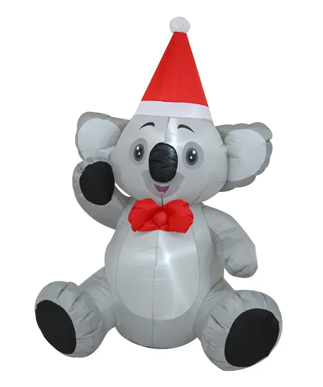 Inflatable Koala wearing Santa hat and bow tie for Christmas, 1.5M Sitting Koala Inflatable