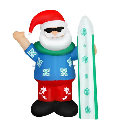Inflatable Santa with skis illuminated for Christmas decorations, 1.6M festive display