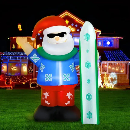 Inflatable skiing Santa from the 1.6M Christmas Inflatable Santa Illuminated Decorations display