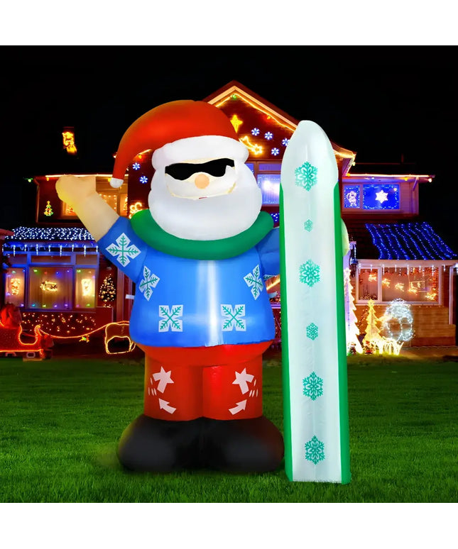 Inflatable skiing Santa from the 1.6M Christmas Inflatable Santa Illuminated Decorations display
