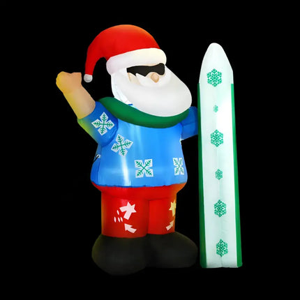 Inflatable Santa with skis from 1.6M Christmas Inflatable Santa Illuminated Decorations