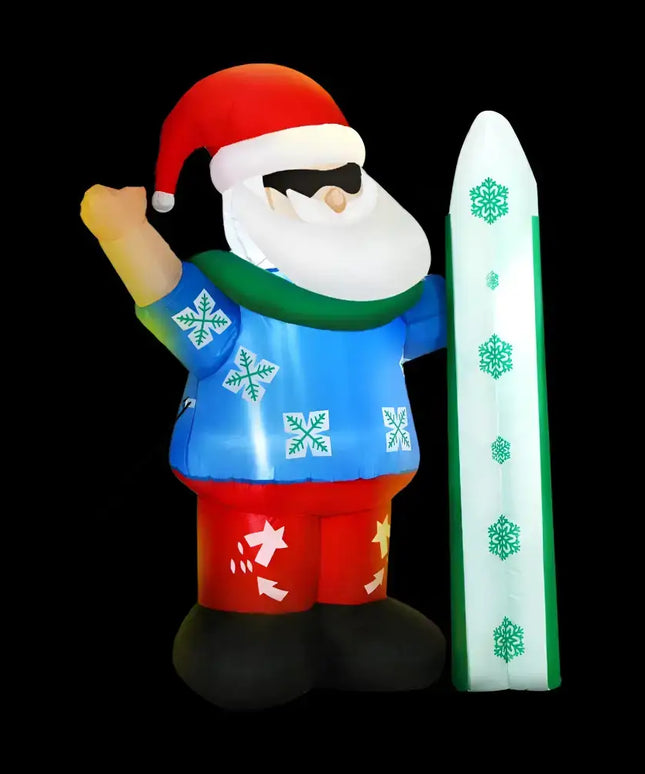 Inflatable Santa with skis from 1.6M Christmas Inflatable Santa Illuminated Decorations