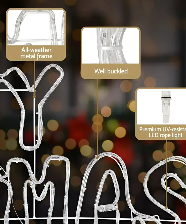 Illuminated Christmas sign from 1.6M Christmas Lights Motif 360 LED Rope Light Outdoor Decoration Jingle Jollys