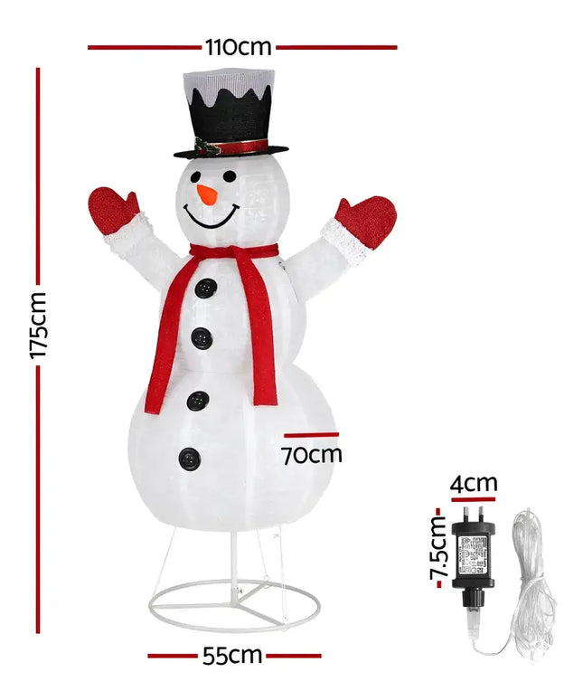 Illuminated snowman decoration with dimensions for 1.7M Christmas Lights 200 LED Fairy Light Snowman Decorations Jingle Jollys