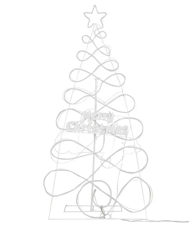 White wire Christmas tree with star illuminated by 1.7M RGB LED motif lights
