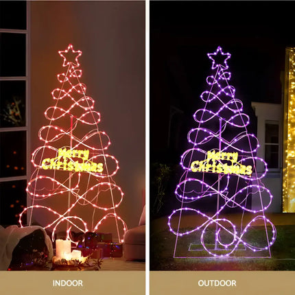 Illuminated Christmas tree decoration with colorful LED RGB lights on the 1.7M Colour Changing LED RGB Motif Lights Christmas Tree