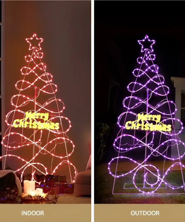 Illuminated Christmas tree decoration with colorful LED RGB lights on the 1.7M Colour Changing LED RGB Motif Lights Christmas Tree