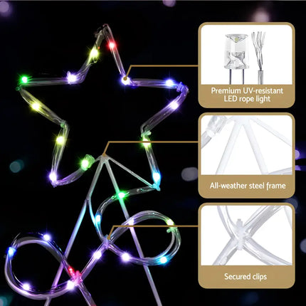 Illuminated star-shaped outdoor decoration on 1.7M Colour Changing LED RGB Motif Lights Christmas Tree