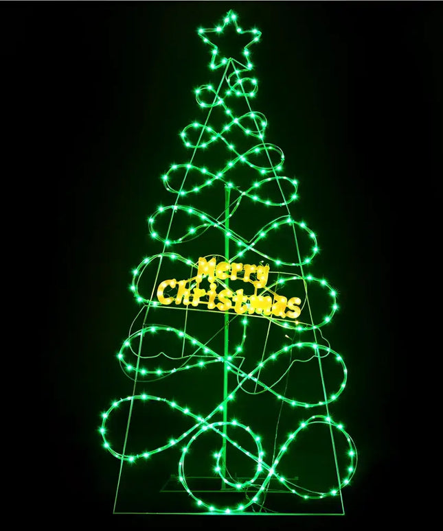 Illuminated green Christmas tree decoration from 1.7M Colour Changing LED RGB Motif Lights Christmas Tree