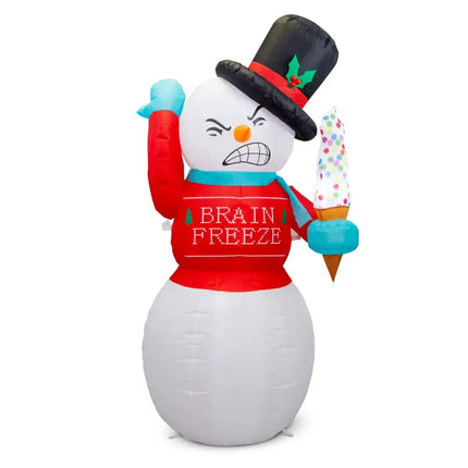 Inflatable angry snowman holding ice cream, 1.8M Brain Freeze LED Snowman display