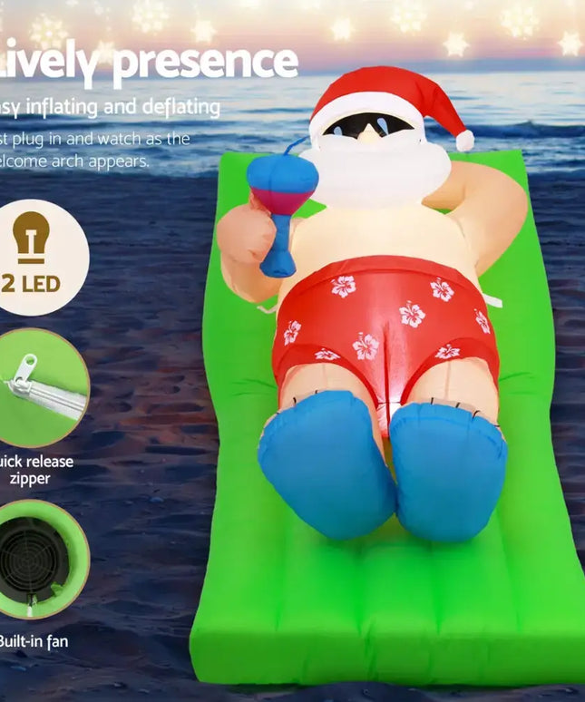 1.8M Christmas Inflatable Santa Bench LED Illuminated Decorations - Occasions > Christmas > Christmas Decorations