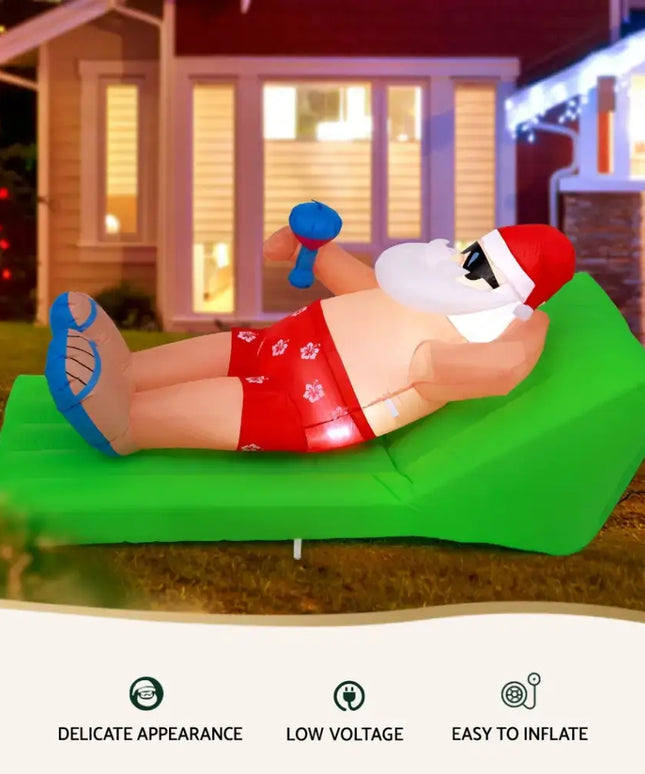 1.8M Christmas Inflatable Santa Bench LED Illuminated Decorations - Occasions > Christmas > Christmas Decorations