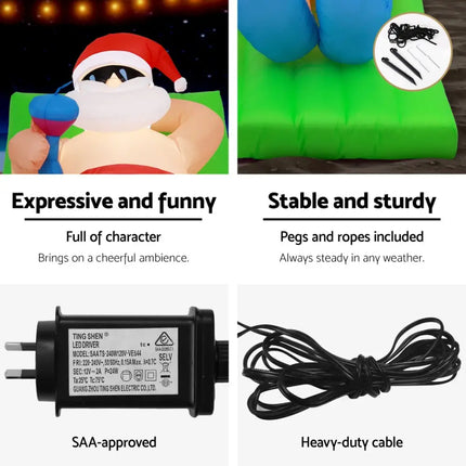 1.8M Christmas Inflatable Santa Bench LED Illuminated Decorations - Occasions > Christmas > Christmas Decorations