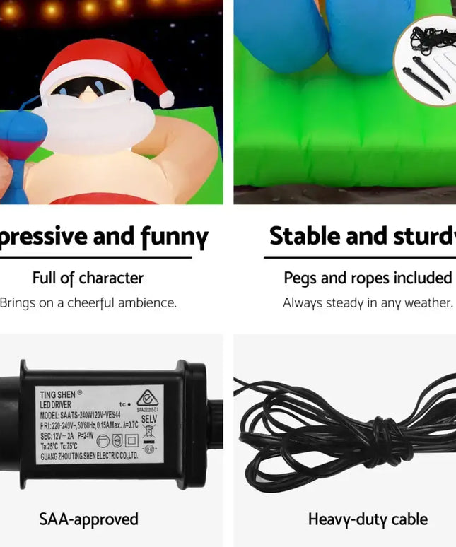 1.8M Christmas Inflatable Santa Bench LED Illuminated Decorations - Occasions > Christmas > Christmas Decorations