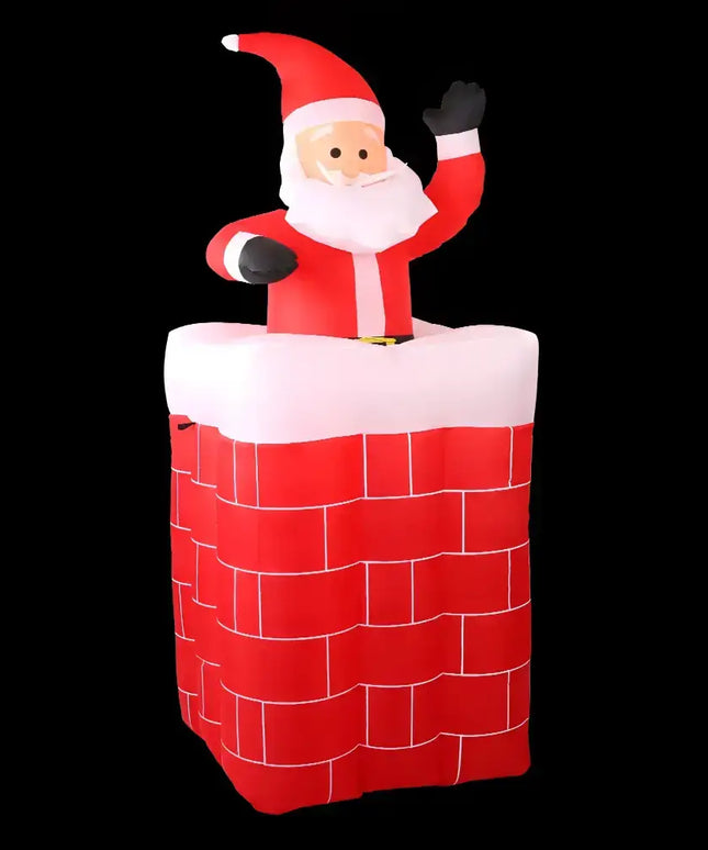 Inflatable Santa in chimney as part of 1.8M Christmas Inflatable Santa Pop Up Decor
