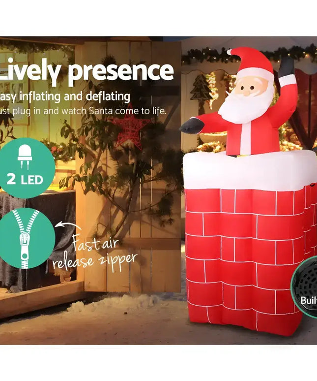 Inflatable Santa in chimney decoration from 1.8M Christmas Inflatable Santa Pop Up Illuminated Decorations