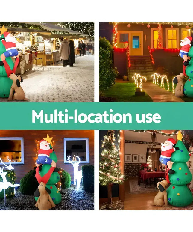 Inflatable Christmas decoration featuring Santa and Tree with illumination, 1.8M tall