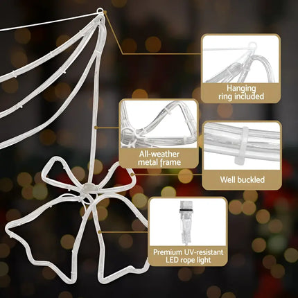 Illuminated bell-shaped decoration with metal frame from 1.8M Christmas Lights 288 LED Motif Light Decorations Jingle Jollys