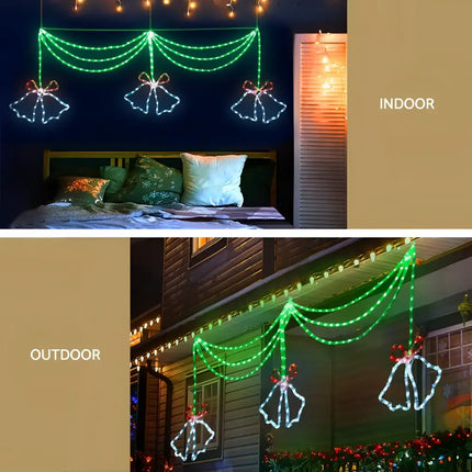 Christmas bell light display with 288 LED bulbs for festive holiday decor