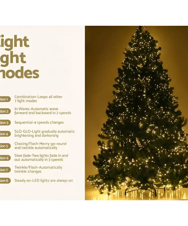 Christmas tree with eight adjustable light modes and 1980 LEDs for festive illumination