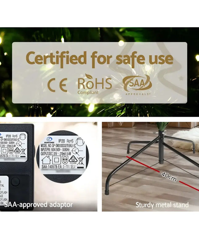 Christmas tree safety certifications and components of 1.8M Christmas Tree with 1980 LEDs