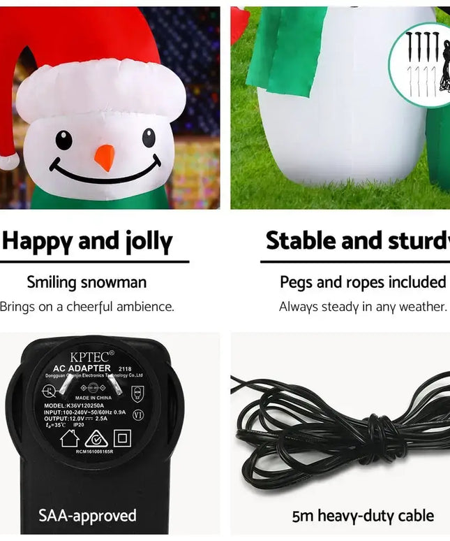 Inflatable Christmas 1.8M Snowman LED Lights Outdoor Decorations-Occasions > Christmas-Dropli