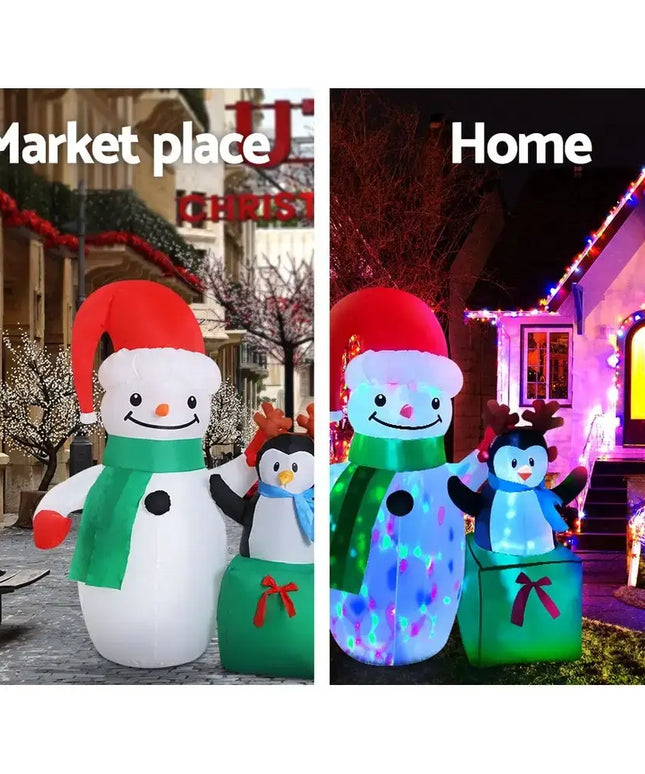 Inflatable Christmas 1.8M Snowman LED Lights Outdoor Decorations-Occasions > Christmas-Dropli