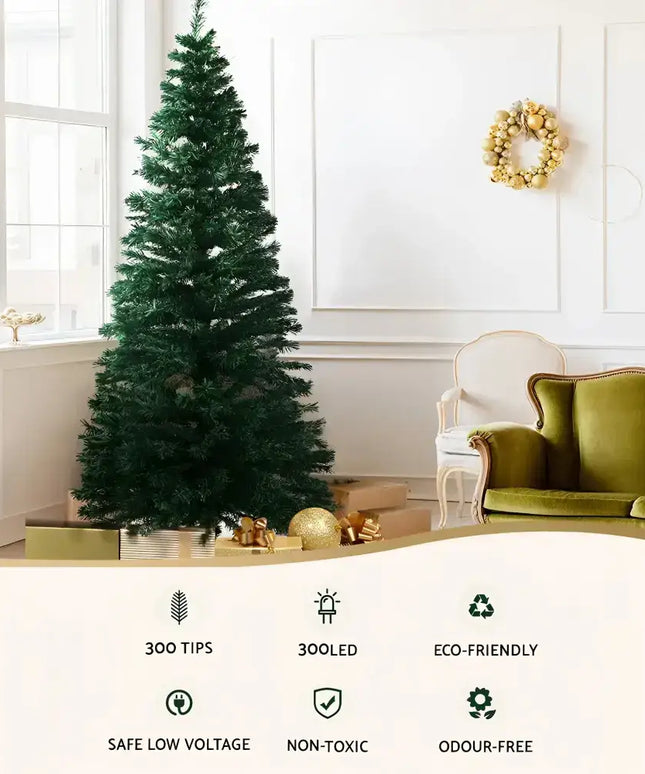 Christmas Tree 1.8M LED Xmas trees Optic Fibre Warm White-Occasions > Christmas-Dropli