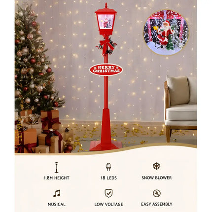 Red Christmas-themed lamp post from the 1.8M Musical Christmas Post Lamp LED outdoor decorations collection