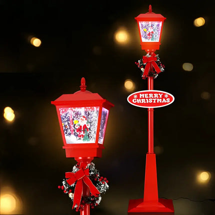 Red Christmas-themed lamp posts from 1.8M Musical Christmas Post Lamp LED Outdoor Decorations