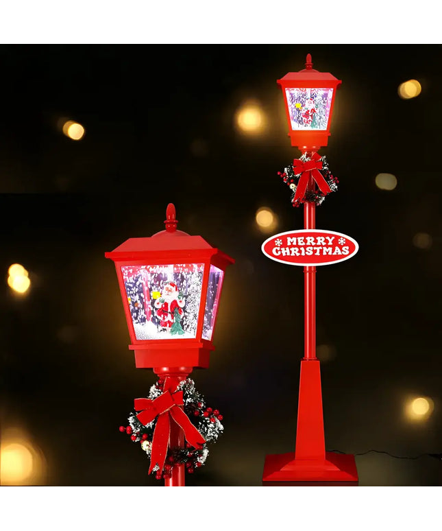 Red Christmas-themed lamp posts from 1.8M Musical Christmas Post Lamp LED Outdoor Decorations