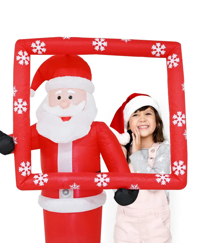 Inflatable Santa photo frame for festive Christmas celebrations and holiday photos