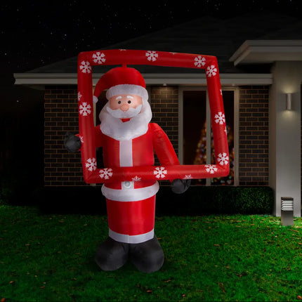 Inflatable Santa holding snowflake frame from 1.8M Musical Photo Op Santa Christmas Inflatable