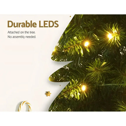Illuminated artificial Christmas tree with pre-lit 200 LED lights for festive decorations