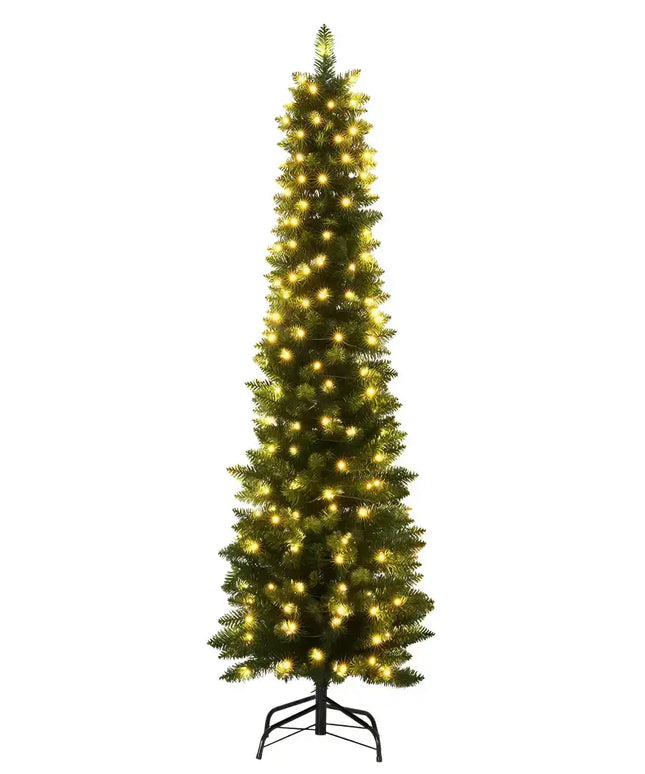 Slim artificial Christmas tree with lights from Jingle Jollys Christmas Tree 1.8m series