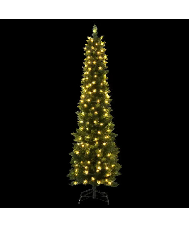Slim pre-lit Christmas tree with 200 LED lights from Jingle Jollys Christmas Tree collection