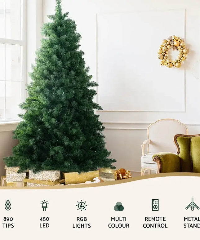 1.8M RGB Remote LED Christmas Tree 890 Tips - Occasions > Christmas > Christmas Trees